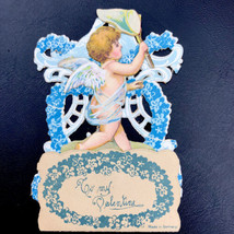 Antique Victorian Valentine Die Cut 3D Tiered  Ornate Catching Butterfly Net - £9.67 GBP