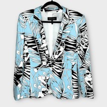 ESCADA blue/black/white tropical print one button blazer jacket size 6 - £34.23 GBP