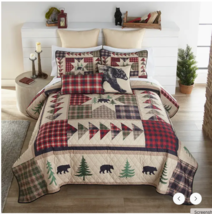 Black Bear Rustic Lodge Quilted Bedding Set Cabin Forest Country - $832.24 MXN+