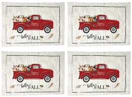 Sunflower Farms Pickup Truck Fall Harvest Cotton Canvas Placemats, Set of 4 - £15.19 GBP