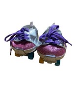 Build A Bear BAB Purple sparkle tennis shoes glitter and roller skates - $8.86