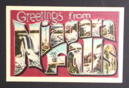 Greetings from Niagara Falls Large Letter 1940s Linen UNP Postcard - £7.93 GBP