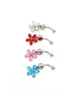 Flower Belly Button Ring, 14 Gauge, Navel Ring, 4 Colors - $6.82 CAD