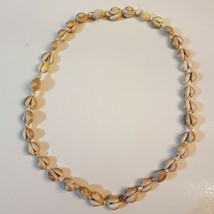 Natural Hawaiian Shell Lei NECKLACE 36&quot; double strand Ring Top Cowrie Miter - £15.56 GBP