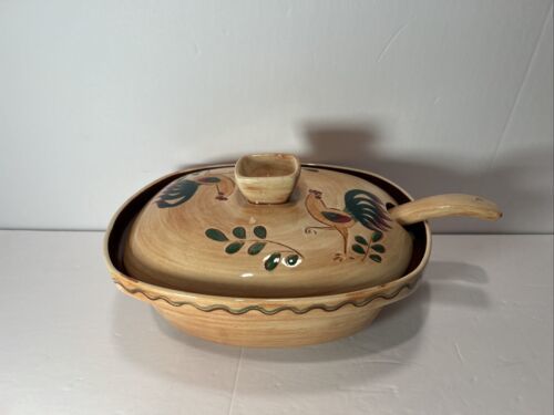 Pennsbury Pottery Soup Tureen &amp; Lid w/ Ladle Red Rooster - $19.99