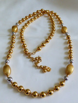 Fashion LC Lauren Conrad signedgold tone beaded Necklace 35&quot;L - £25.32 GBP