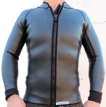 Men&#39;s 2mm Smooth Skin Wetsuit Jacket,Front Zipper &amp; Long Sleeves, Sizes:... - £49.56 GBP