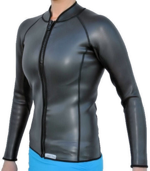 Women's 2mm SmoothSkin Wetsuit Jacket, Full Front Zip & Long Sleeve-Sizes: S-2XL