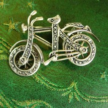 Sterling mechanical Bicycle brooch WHEELS MOVE silver bike vintage high quality  - £99.90 GBP