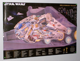 1997 Star Wars Millennium Falcon movie poster: Han Solo/Princess Leia/Chewbacca - £28.60 GBP