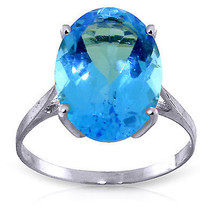 8 CTW Platinum Plated 925 Sterling Silver Ring Natural Oval Blue Topaz - $72.97