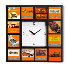 Reese&#39;s Peanut Butter Cup retro history ad Clock with 12 pictures - £25.32 GBP