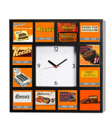 Reese&#39;s Peanut Butter Cup retro history ad Clock with 12 pictures - £24.80 GBP