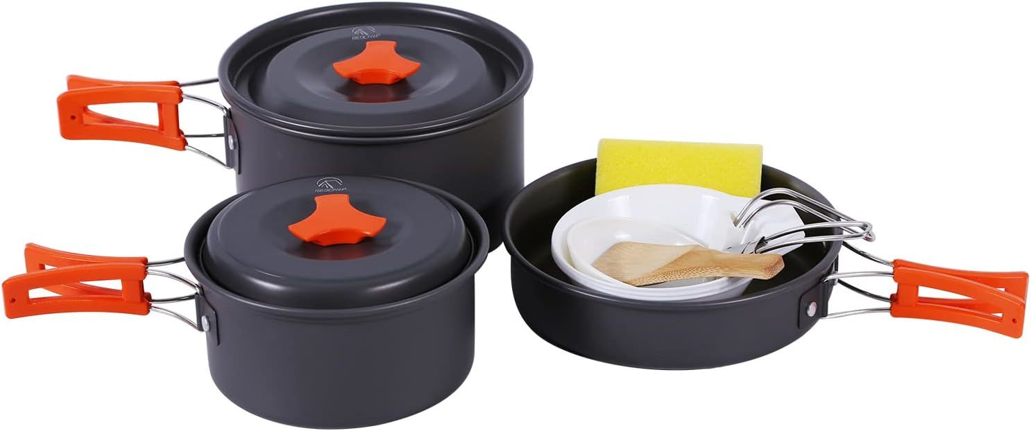 Redcamp 12/14/19 Pcs Camping Cookware Mess Kit Camping Gear Campfire, Pi... - $32.99