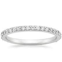 Ladies 1/4ct Real Moissanite Anniversary Wedding Band Ring 14K White Gold Plated - £29.88 GBP