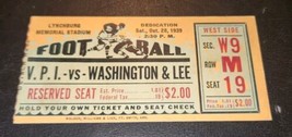 VTG 1939 VPI VS Wshington &amp; Lee Lynchburg Memorial Stadium Football Ticket Stub - £61.77 GBP