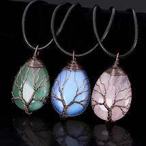 Stone Teardrop wrapped Tree of Life Pendant (Copper or Silver wrapped) - $15.00