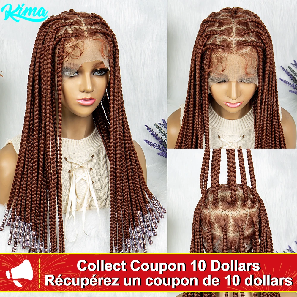 Synthetic Transparent HD Full Lace Braided Wigs With Beads Crochet Bra - £143.85 GBP