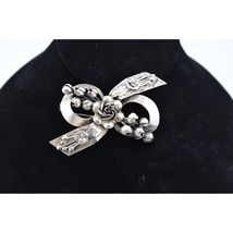 Vintage Signed Hobe Sterling Silver Floral Bow 1940's Brooch - $210.62