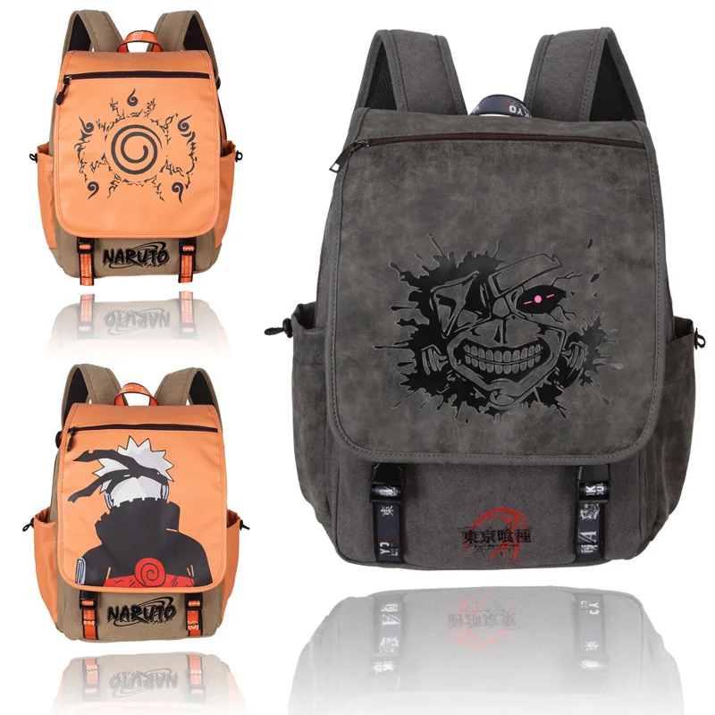 One Piece Pokemon Naruto Canvas Backpack Cute Cartoon Totoro Attack on Titan Bag - £26.28 GBP