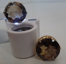 Mens Goldtone &amp; Brown Glass Stone Cuff Links Unbranded - £11.87 GBP