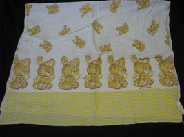 Vintage White Yellow Brown Tan Bunny Rabbit Teddy Bear Baby Flannel Blanket - £21.89 GBP