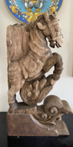 Impressive Architectural Wood Carved Horse Hindu Indian Temple Chariot Fragment - £791.36 GBP