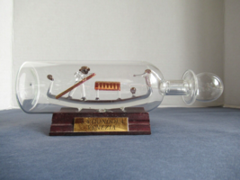 Ship in bottle gondola handmade blown glass purple sail 8&quot; rare vintage decor - $68.55