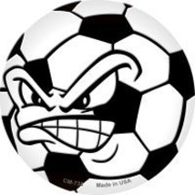 Angry Soccer Ball Novelty Metal Mini Circle Magnet CM-738 - $12.95