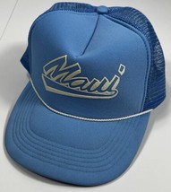 Vintage MAUI Hawaiian Headwear Blue Mesh Trucker Hat Cap Snapback Baseball - £11.42 GBP