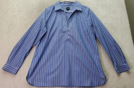Talbots Blouse Womens Size 14 Blue Striped Wrinkle Resistant Collar Button Front - £18.59 GBP