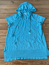 belle kim gravel NWOT Women’s short sleeve hooded sweater size S blue D7 - £12.55 GBP