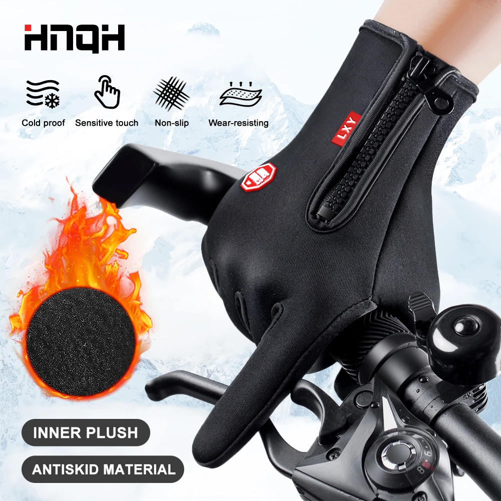 Sporting Winter Cycling Gloves Bicycle Warm Touchscreen Full Finger Gloves Water - £23.69 GBP