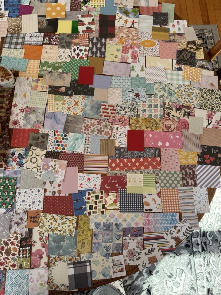 200 Mixed Lot of LITTLE Scrap Paper &amp; Cardstock Sizes Colors &amp; Patterns ... - $8.88