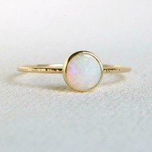 3.75 Ct Genuine White Opal Gemstone Ring October Birthstone 14k Gold Plated Ring - £117.52 GBP