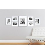 Wall Frame Set White 7 New Picture Photo Gallery Solid Wood Frames Home ... - £63.94 GBP