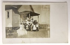 Double Exposure RPPC One Room Schoolhouse and Students and Woman in Room - £14.94 GBP