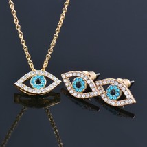SINLEERY Charm Luck Turkey Blue  Blue Rhinestone Eye Necklace Earring Jewelry Se - £9.99 GBP