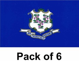 Made in The USA - Pack of 6 Connecticut Flag Vinyl Decal Stickers, 3.5&quot;x 5&quot; Conn - $11.95