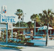 St Augustine Motel Florida FL Vintage Postcard Advertising Pool View Cars Hotel - £14.60 GBP