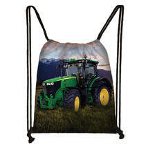 Play with Farm Tractor Print Backpack Teenager Boys Girls Rucksack Women Drawstr - £13.59 GBP