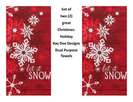 KAY DEE DESIGNS &quot;Let It Snow&quot; Christmas H6511~2 Dual Purpose Terry Towel... - £12.48 GBP