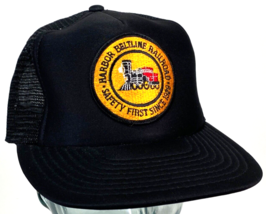 Vtg Harbor Beltline Railroad Hat-Saftey First-Patch-Snapback-Mesh-Black - $23.38