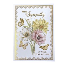 Floral Sympathy Card Gold Foil Outline u Envelope Included A7 Greeting Cards - £6.17 GBP