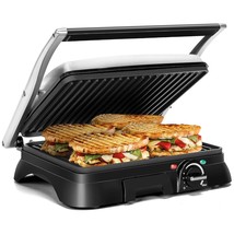 Electric Panini Press, 4-6 Slices Temperature Control Sandwich Maker, Pa... - £66.44 GBP