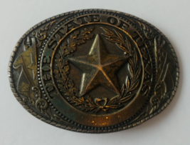 Vtg. The State of Texas Brass Belt Buckle Great American Buckle Co 1981 #179 - £12.69 GBP