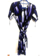 ALFANI S Purple Black White Stripes Womens  V Neck Sheath Dress - €25,42 EUR