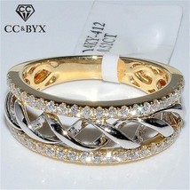 N yellow gold color double color ring cubic zirconia fashion luxury jewelry accessories thumb200
