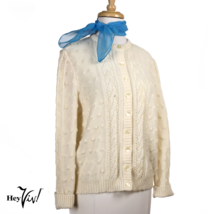 Vintage Castleberry Ivory Crew Neck Cardigan Button Up Sweater Size 16 -... - £27.17 GBP