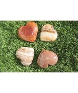 4 Pieces of Agate Stone Carved into Heart Shapes in Various Colors, Heal... - $460.58 MXN